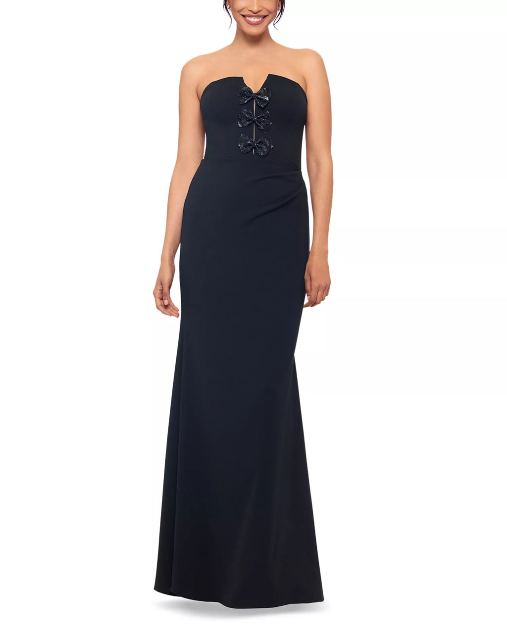 Sleek Mermaid Sweetheart Strapless Bow Accent Closed Back Floor Length For Ladies Prom Dress ﻿
