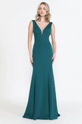 Sleek Mermaid V Neck Sleeveless Open Back Floor Length Prom Dress
