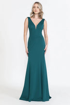 Sleek Mermaid V Neck Sleeveless Open Back Floor Length Prom Dress