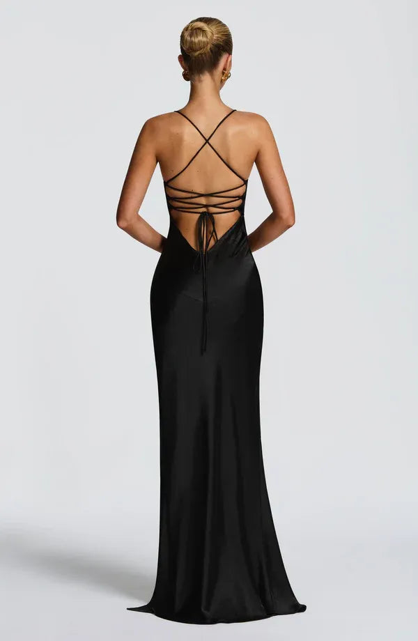 Sleek Mermaid V Neck Spaghetti Strap Lace Up Back Floor Length For Women Evening Dress