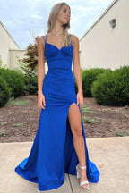 Sleek Mermaid V Neck Spaghetti Strap Maxi Prom Dress