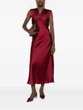 Sleek Midi V-Neck Sleeveless Ruched Back Midi Length Prom Dress