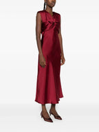 Sleek Midi V-Neck Sleeveless Ruched Back Midi Length Prom Dress