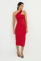 Sleek One Shoulder Cutout Back Bodycon Midi Length Hot Sale Prom Dress