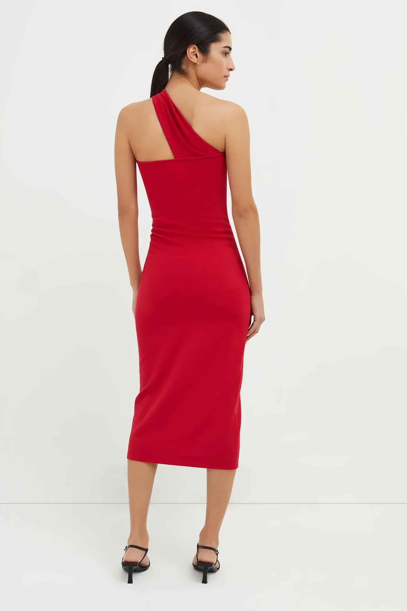 Sleek One Shoulder Cutout Back Bodycon Midi Length Hot Sale Prom Dress