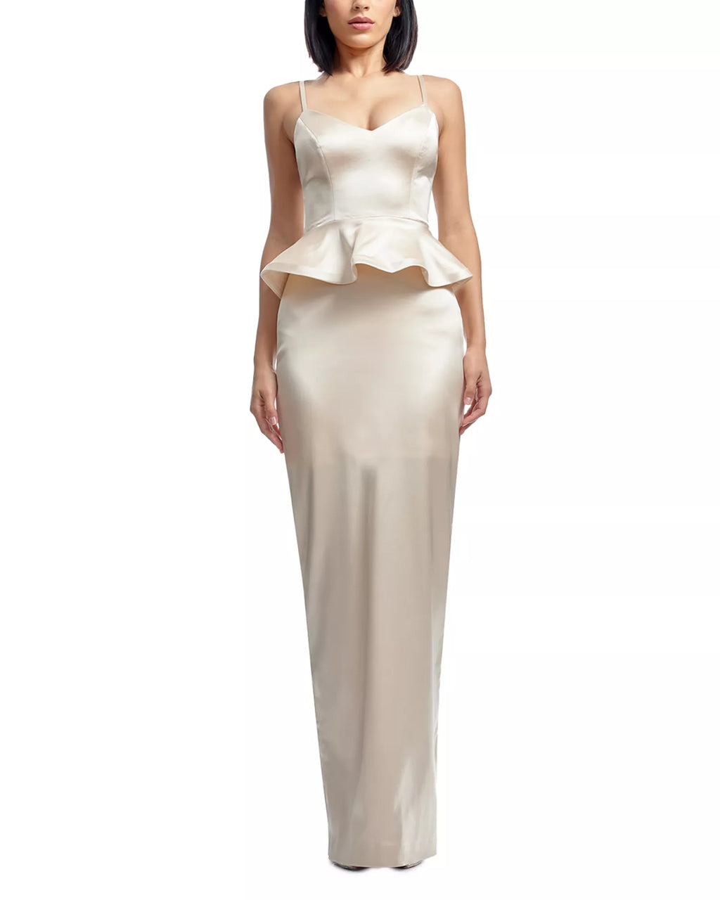 Sleek Peplum V Neck Sleeveless Zipper Back Floor Length Hot Sale Prom Dress