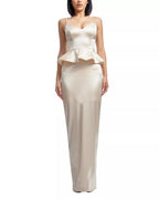 Sleek Peplum V Neck Sleeveless Zipper Back Floor Length Hot Sale Prom Dress