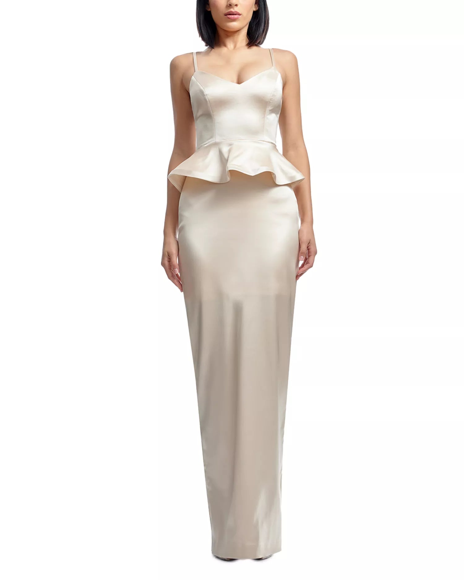 Sleek Peplum V Neck Sleeveless Zipper Back Floor Length Hot Sale Prom Dress