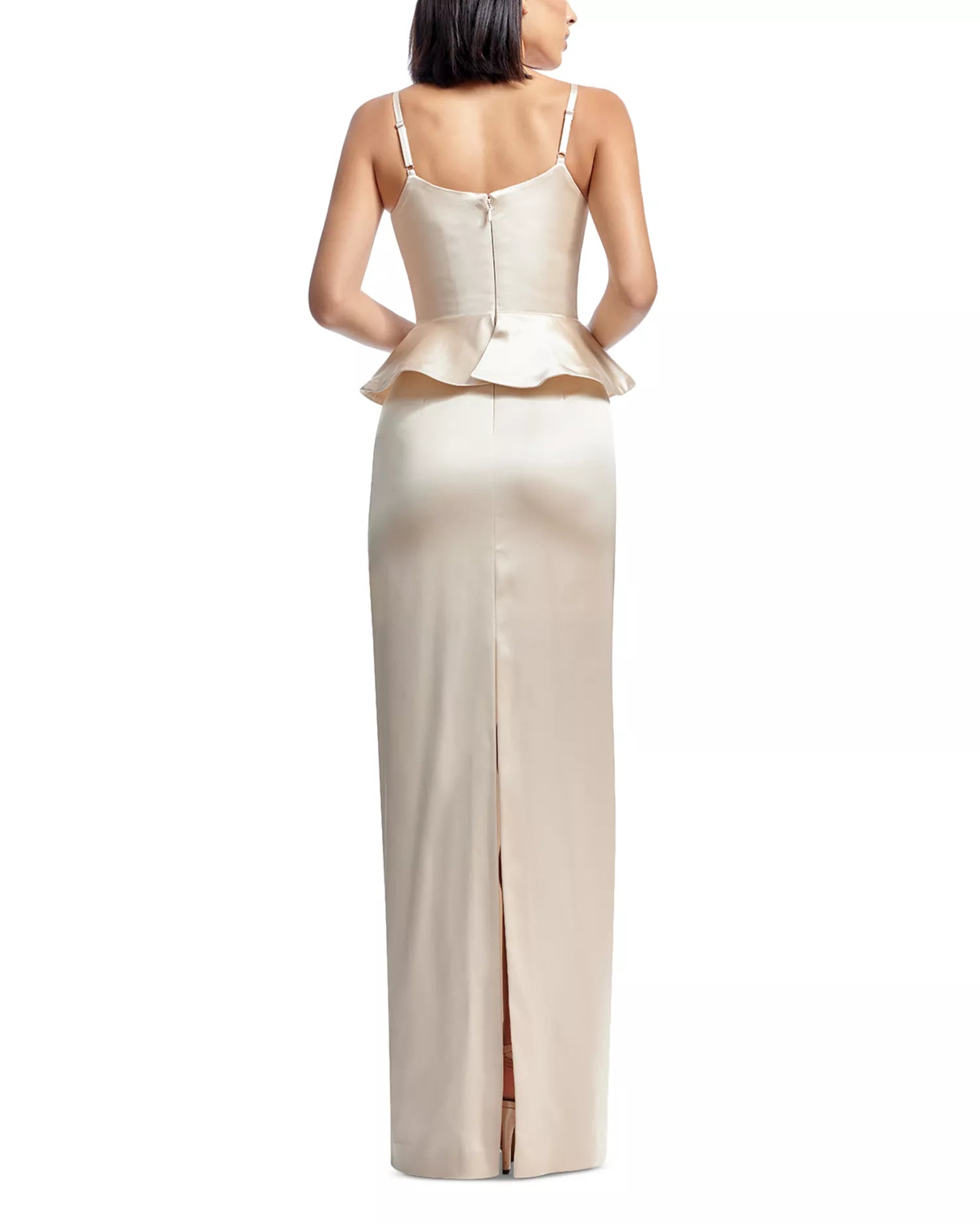 Sleek Peplum V Neck Sleeveless Zipper Back Floor Length Hot Sale Prom Dress