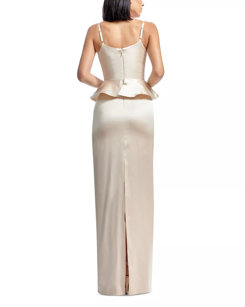 Robe de bal longue sans manches à col en V, basque et dos zippé, coupe élégante, vente chaude