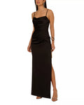 Sleek Sheath Cowl Neck Spaghetti Strap Zipper Back Floor Length Prom Dress