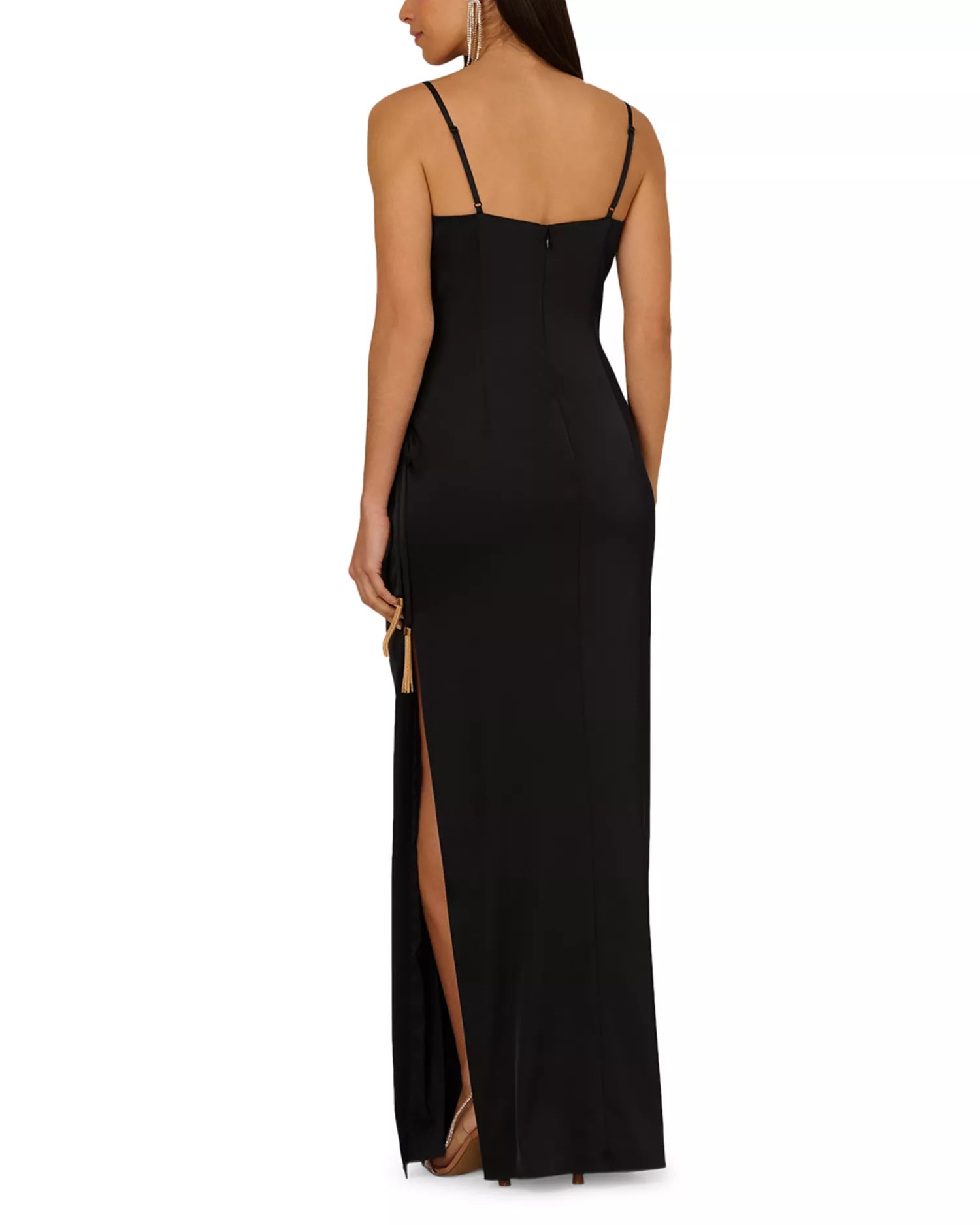 Sleek Sheath Cowl Neck Spaghetti Strap Zipper Back Floor Length Prom Dress