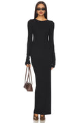 Sleek Sheath Crew Neck Long Sleeve Zipper Floor Length Evening Dress