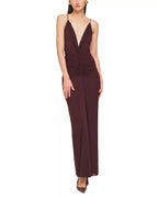 Sleek Sheath Deep V Neck Sleeveless Crisscross Back Floor Length For Adults Prom Dress