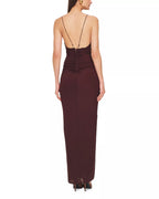 Sleek Sheath Deep V Neck Sleeveless Crisscross Back Floor Length For Adults Prom Dress