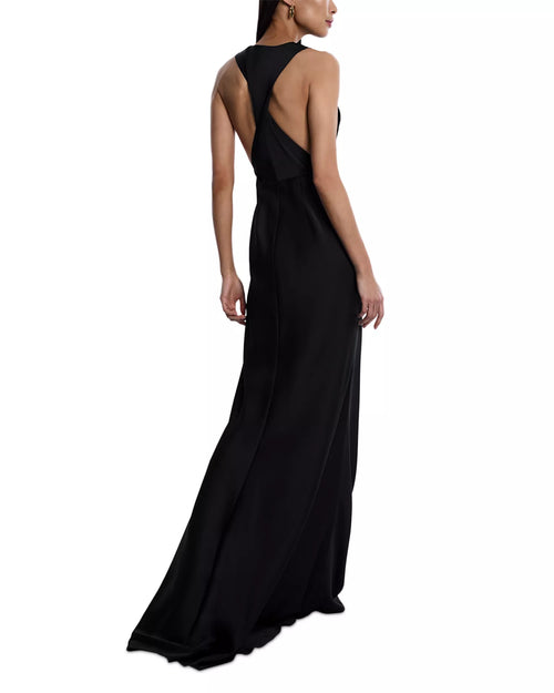 Robe de bal élégante fourreau dos nu sans manches avec dos croisé longueur traîne pour adultes