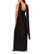 Sleek Sheath Halter Neck Sleeveless Drape Back Floor Length Female Prom Dress