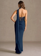 Sleek Sheath Halter Neck Sleeveless Lace Up Open Back Floor Length For Ladies Prom Dress