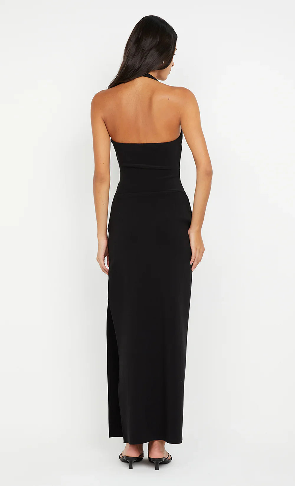 Sleek Sheath Halter Neck Sleeveless Open Back Floor Length Hot sale Prom Dress