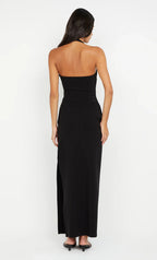 Sleek Sheath Halter Neck Sleeveless Open Back Floor Length Hot sale Prom Dress