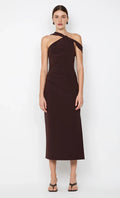 Sleek Sheath Halter Neck Sleeveless Square Back Midi Length For Ladies Prom Dress