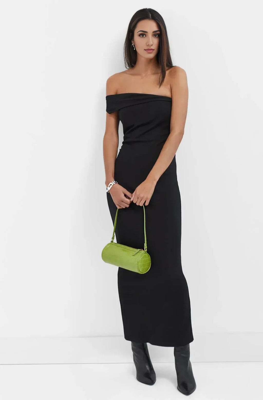 Sleek Sheath Off Shoulder Sleeveless Open Back Midi Length For Adults Prom Dress