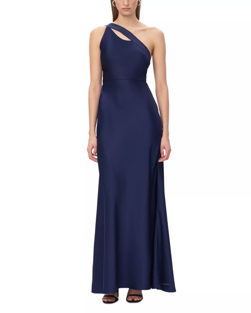Sleek Sheath One Shoulder Cutout Detail Square Back Floor Length Female Prom Dress