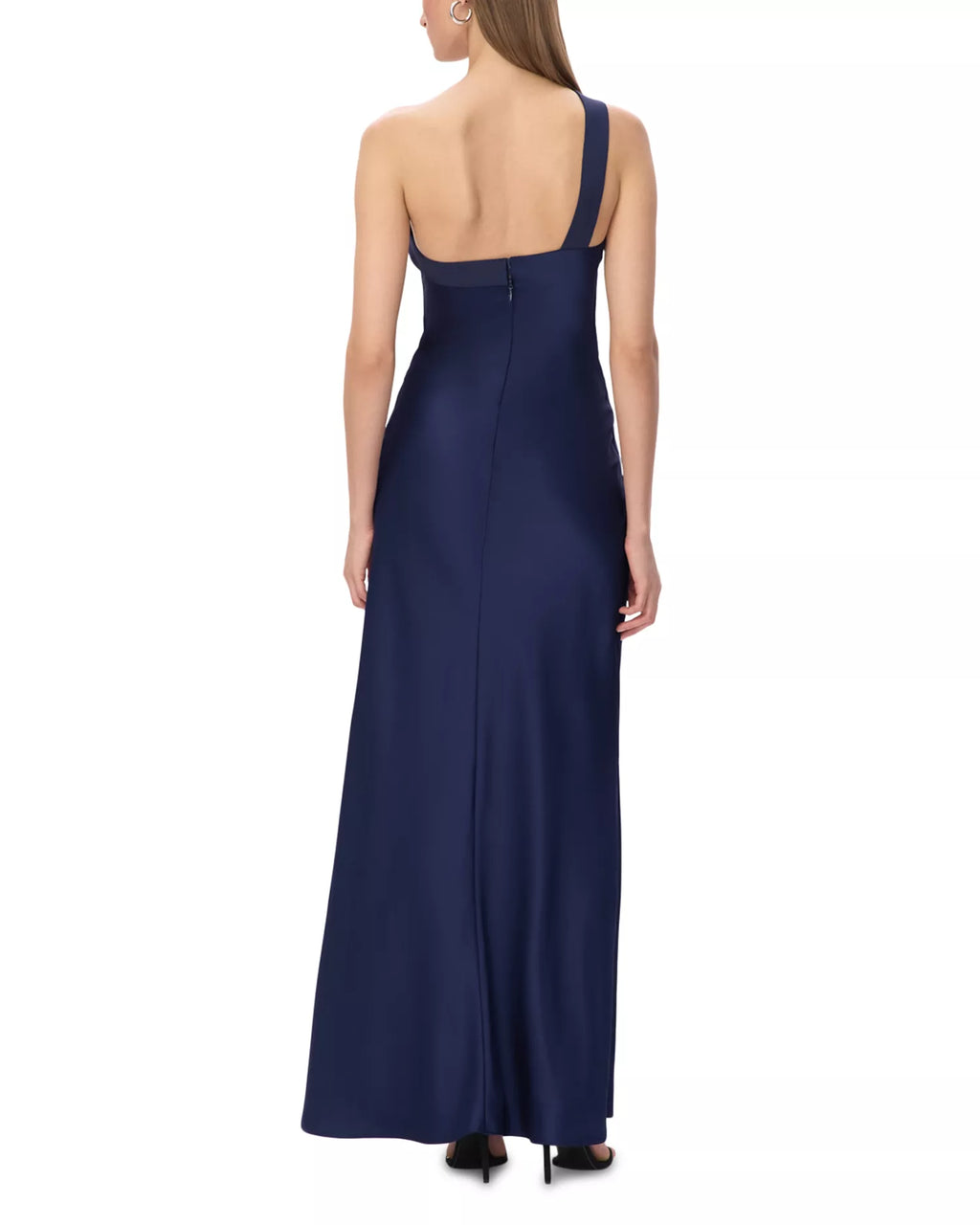 Sleek Sheath One Shoulder Cutout Detail Square Back Floor Length Female Prom Dress