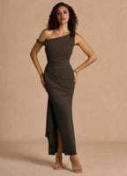 Sleek Sheath One Shoulder Sleeveless Open Back Floor Length For Women Prom Dress ﻿