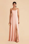 Sleek Sheath Satin Square Neck Spaghetti Strap Zipper Back Floor Length Bridesmaid Dress