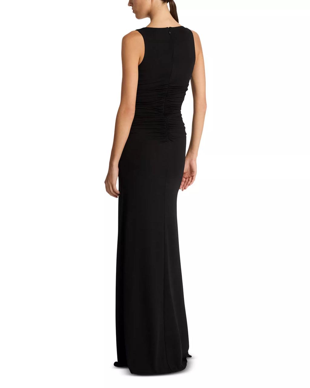 Sleek Sheath Scoop Neck Sleeveless Ruched Back Floor Length For Women Prom Dress