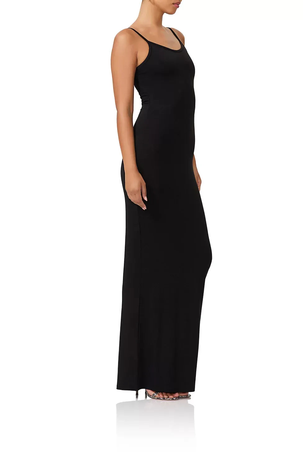 Sleek Sheath Scoop Neck Spaghetti Strap Open Back Floor Length For Adults Prom Dress