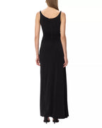 Sleek Sheath Square Neck Sleeveless Buckle Detail High Slit Floor Length Hot Sale Prom Dress