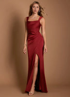 Sleek Sheath Square Neck Sleeveless Open Back Floor Length For Women Prom Dress