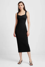 Sleek Sheath Square Neck Sleeveless Zipper Back Midi Length Prom Dress