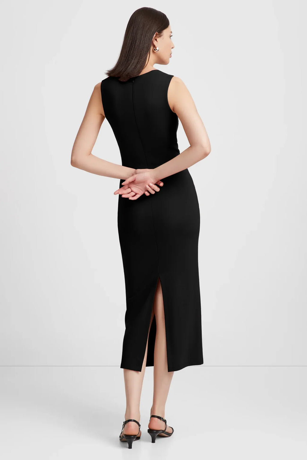 Sleek Sheath Square Neck Sleeveless Zipper Back Midi Length Prom Dress
