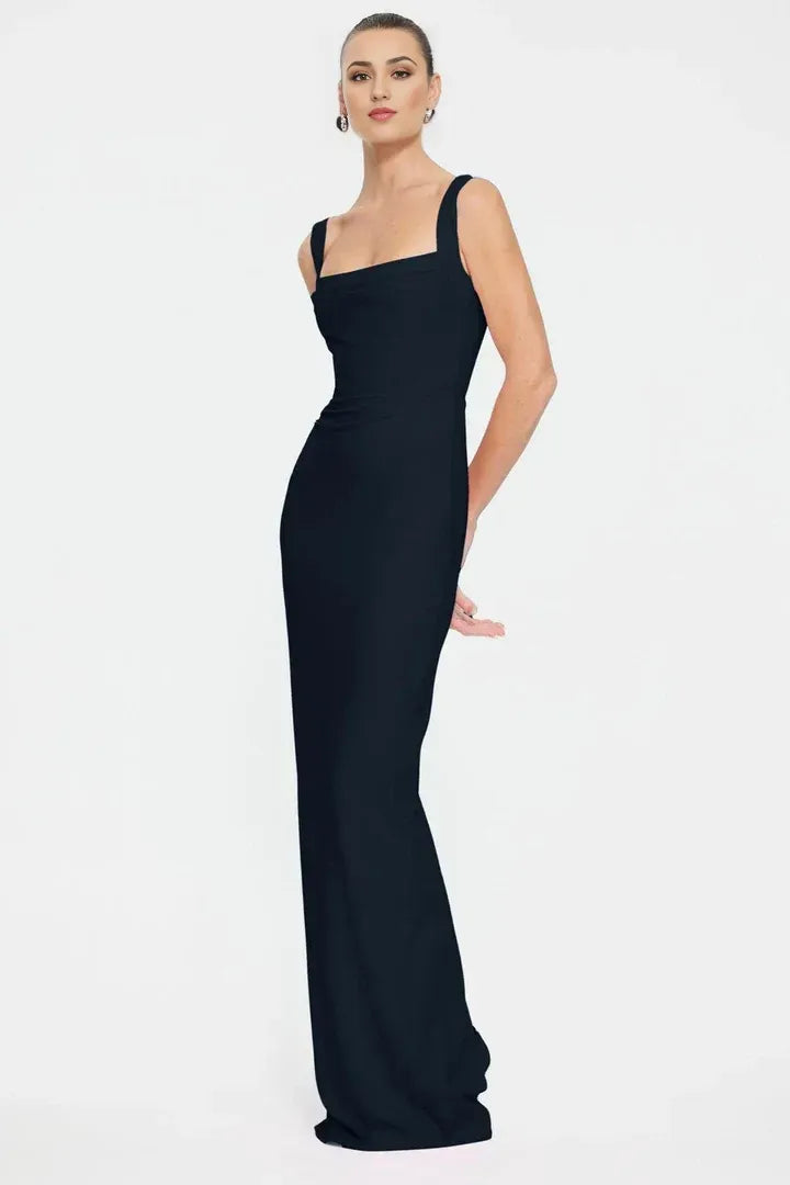 Sleek Sheath Square neck Sleeveless Open back Floor length Prom Dress