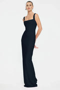 Sleek Sheath Square neck Sleeveless Open back Floor length Prom Dress