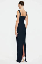 Sleek Sheath Square neck Sleeveless Open back Floor length Prom Dress