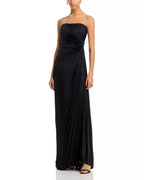 Sleek Sheath Strapless Ruched Bodice Open Back Floor Length Prom Dress