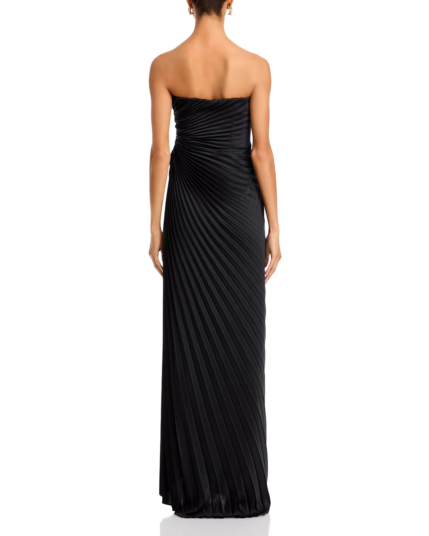 Sleek Sheath Strapless Ruched Bodice Open Back Floor Length Prom Dress