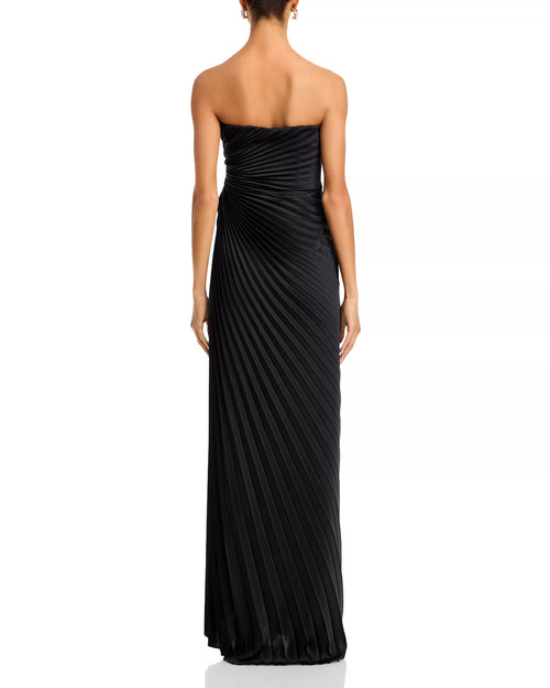 Sleek Sheath Strapless Ruched Bodice Open Back Floor Length Prom Dress