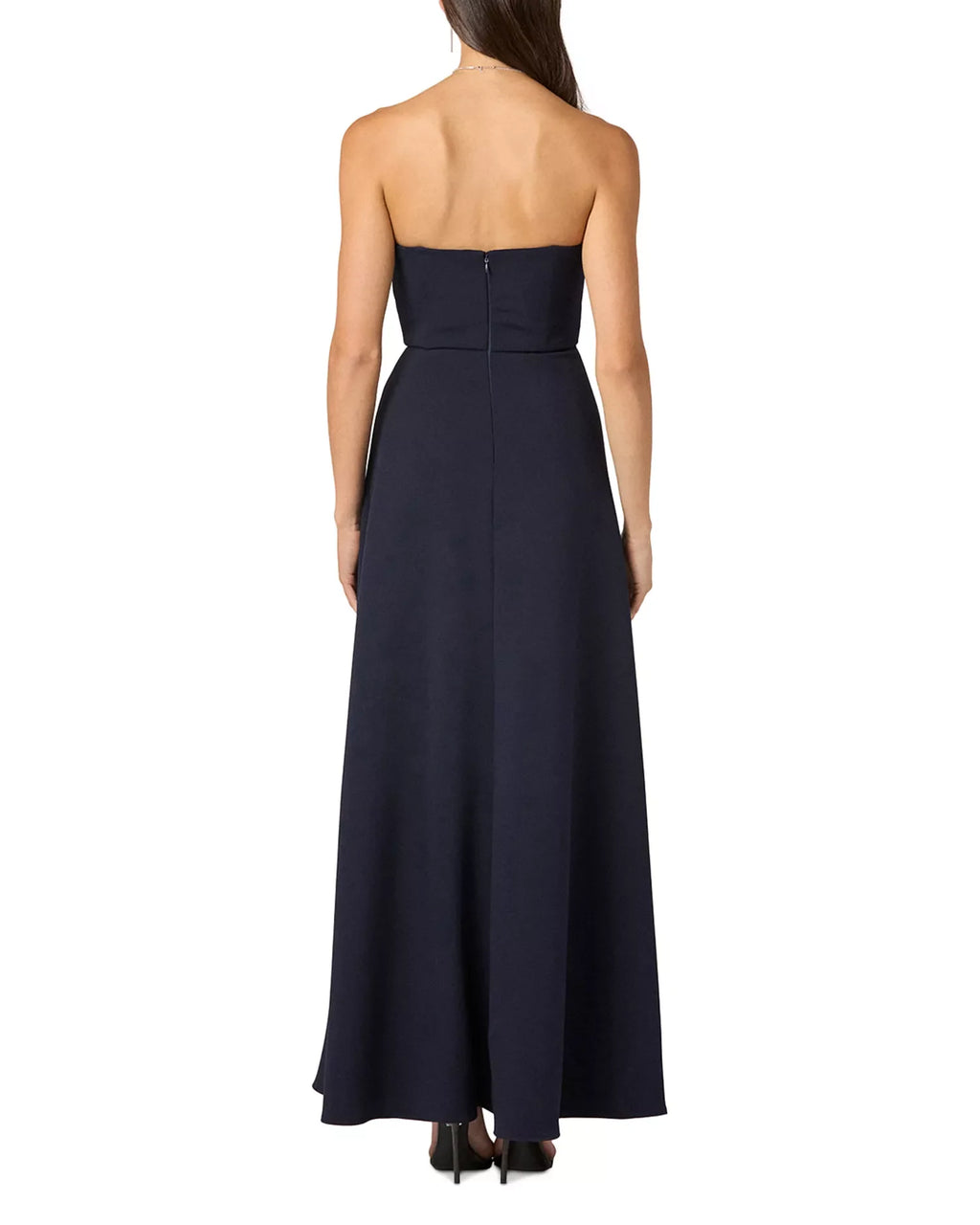 Sleek Sheath Strapless Ruched Bodice Zipper Back Floor Length Prom Dress