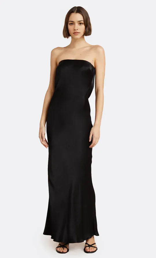 Sleek Sheath Strapless Sleeveless Cut Out Back Floor Length For Ladies Prom Dress