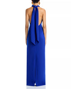 Sleek Sheath Turtleneck Halter Sleeveless Open Back Floor Length Female Prom Dress