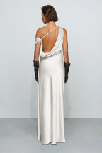 Sleek Slip One Shoulder Asymmetrical Open Back Floor Length For Women Prom Dress