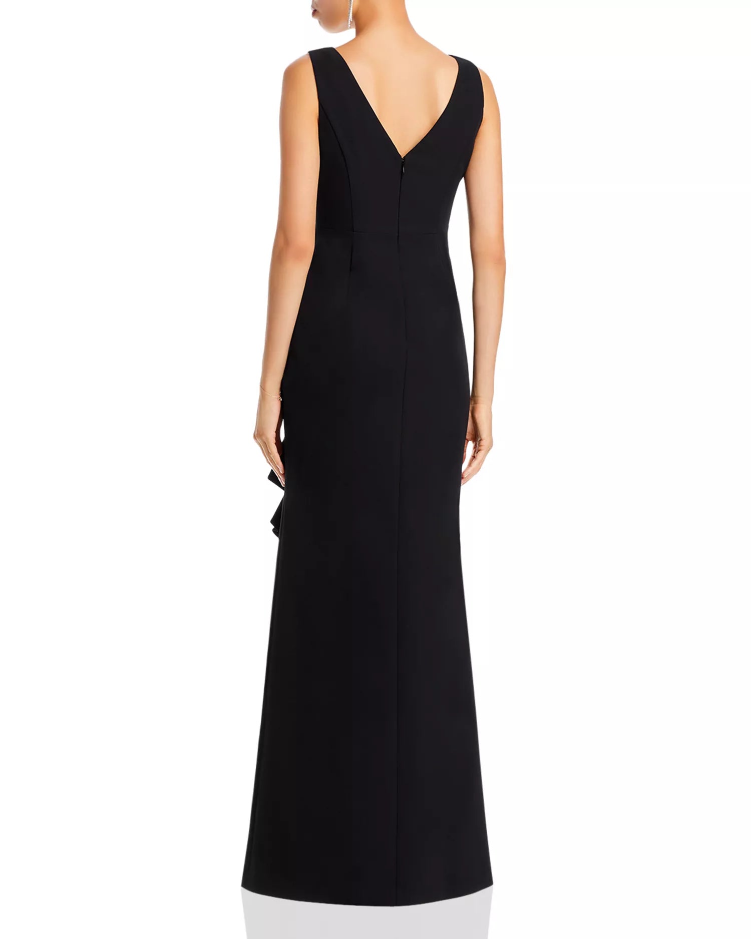 Sleek Trumpet Boat Neck Sleeveless V Back Floor Length For Adults Prom Dress