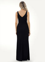 Sleek Trumpet Deep V Neck Sleeveless V Back Floor Length For Sale Prom Dress