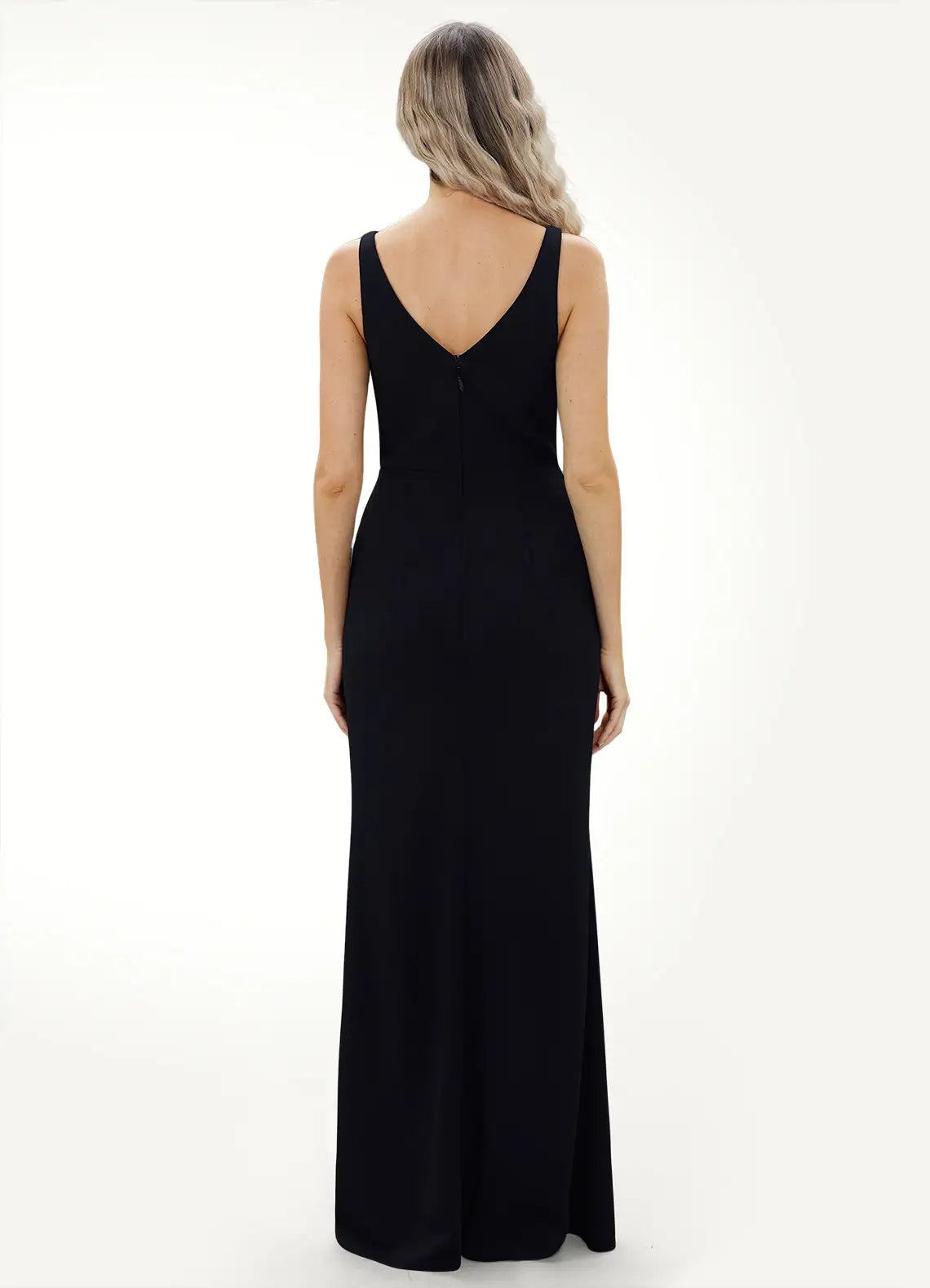 Sleek Trumpet Deep V Neck Sleeveless V Back Floor Length For Sale Prom Dress