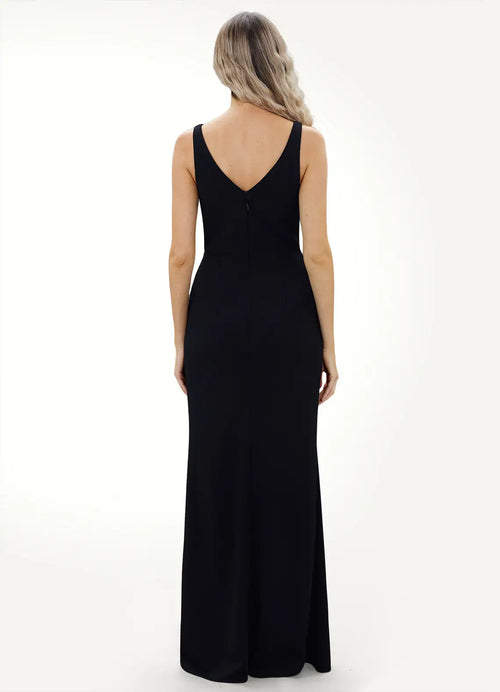 Sleek Trumpet Deep V Neck Sleeveless V Back Floor Length For Sale Prom Dress